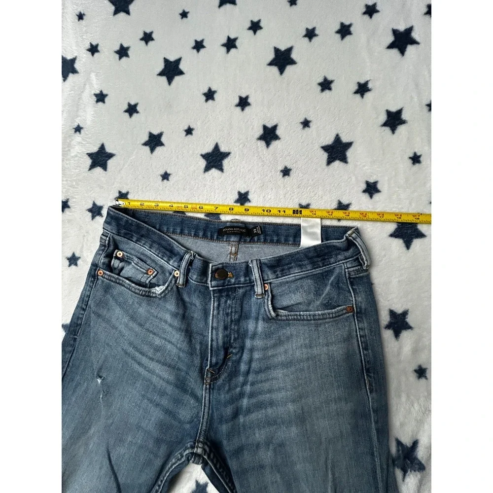 Banana Republic Slim 5 Pocket Jeans Mens 33x30 Blue Distressed Stretch Denim